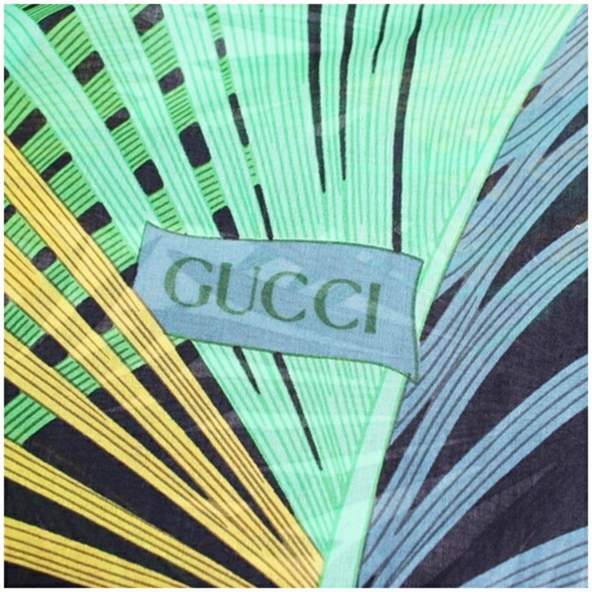 Gucci Gucci Large Cotton Scarf Black x Multicolor Elephant GUCCI Women's Size ONE SIZE - 7 Thumbnail