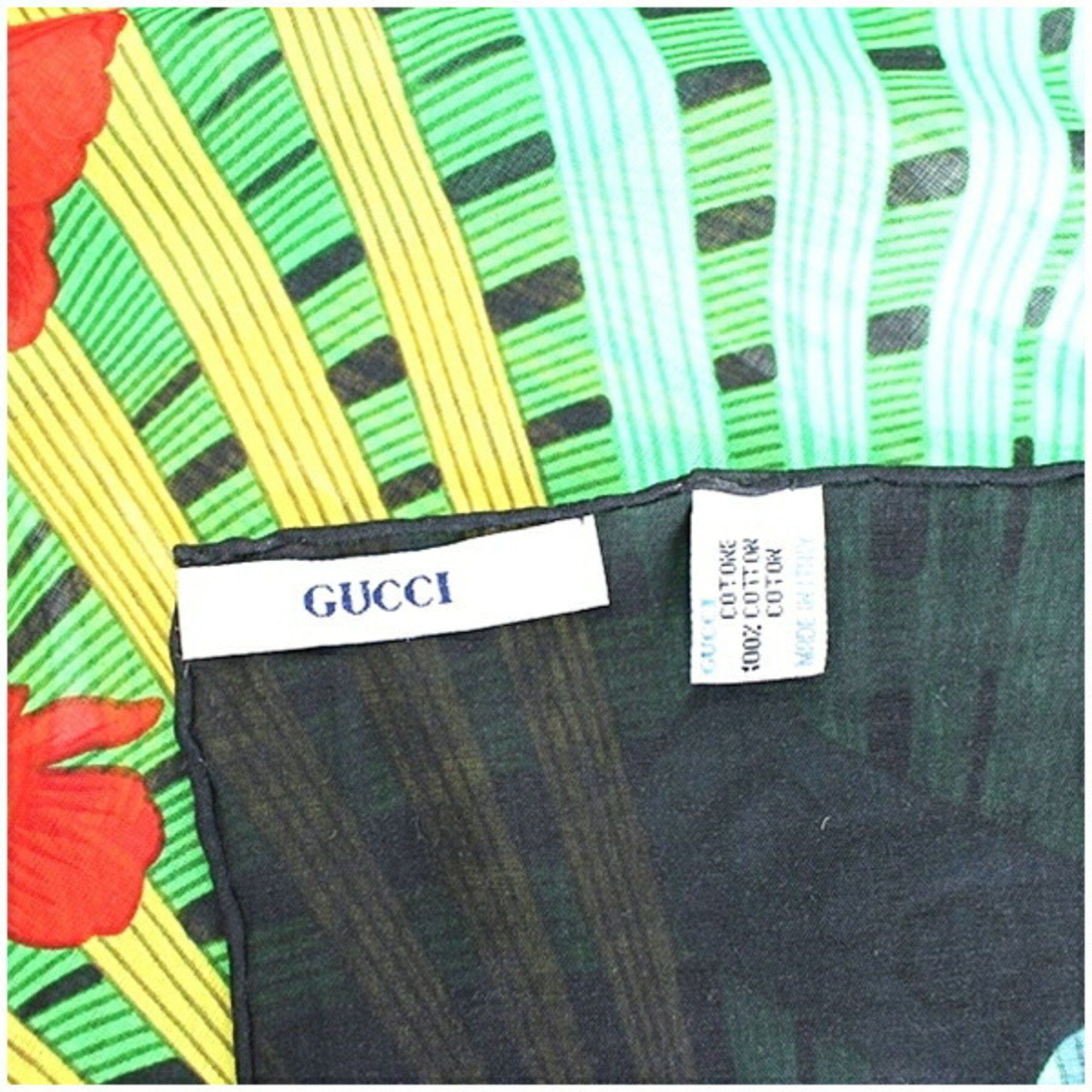 Gucci Gucci Large Cotton Scarf Black x Multicolor Elephant GUCCI Women's Size ONE SIZE - 8 Thumbnail