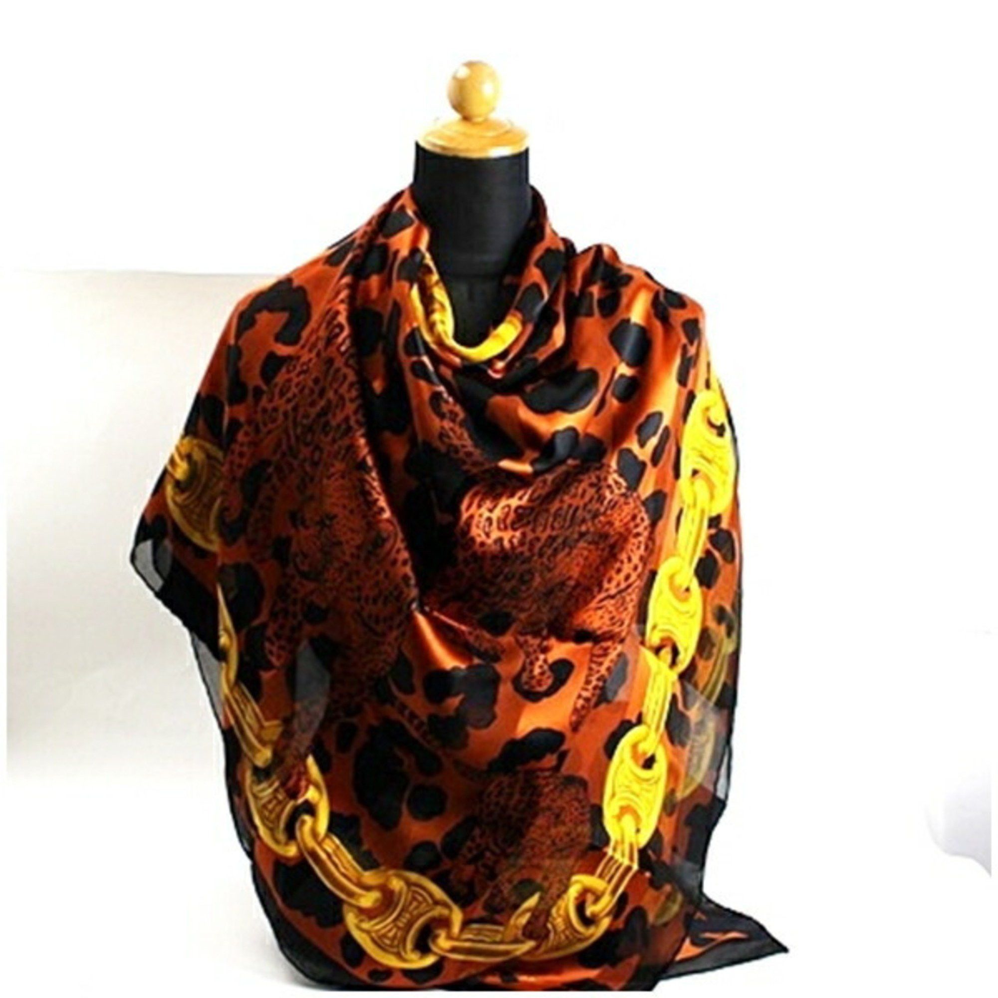 Celine Celine Large Scarf Brown x Black Animal CELINE Women's Size ONE SIZE - 4 Thumbnail