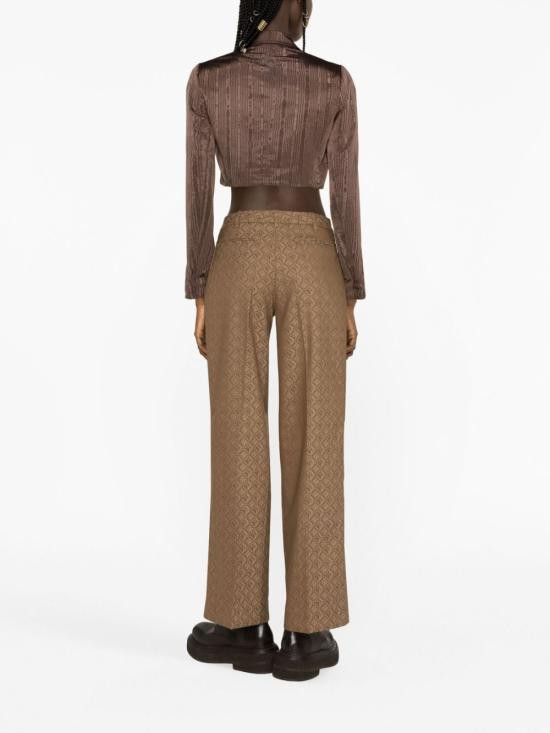 Marine Serre MARINE SERRE Women Straight Pants WPA016 CWOV0021BG60 Beige Size 27" / US 4 / IT 40 - 2 Thumbnail