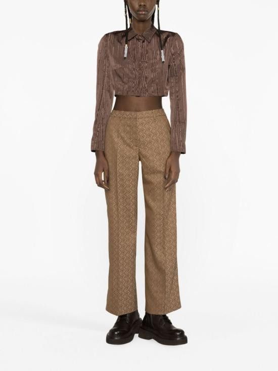 Marine Serre MARINE SERRE Women Straight Pants WPA016 CWOV0021BG60 Beige Size 27" / US 4 / IT 40 - 3 Thumbnail