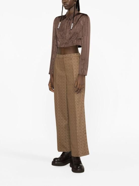 Marine Serre MARINE SERRE Women Straight Pants WPA016 CWOV0021BG60 Beige Size 27" / US 4 / IT 40 - 4 Thumbnail