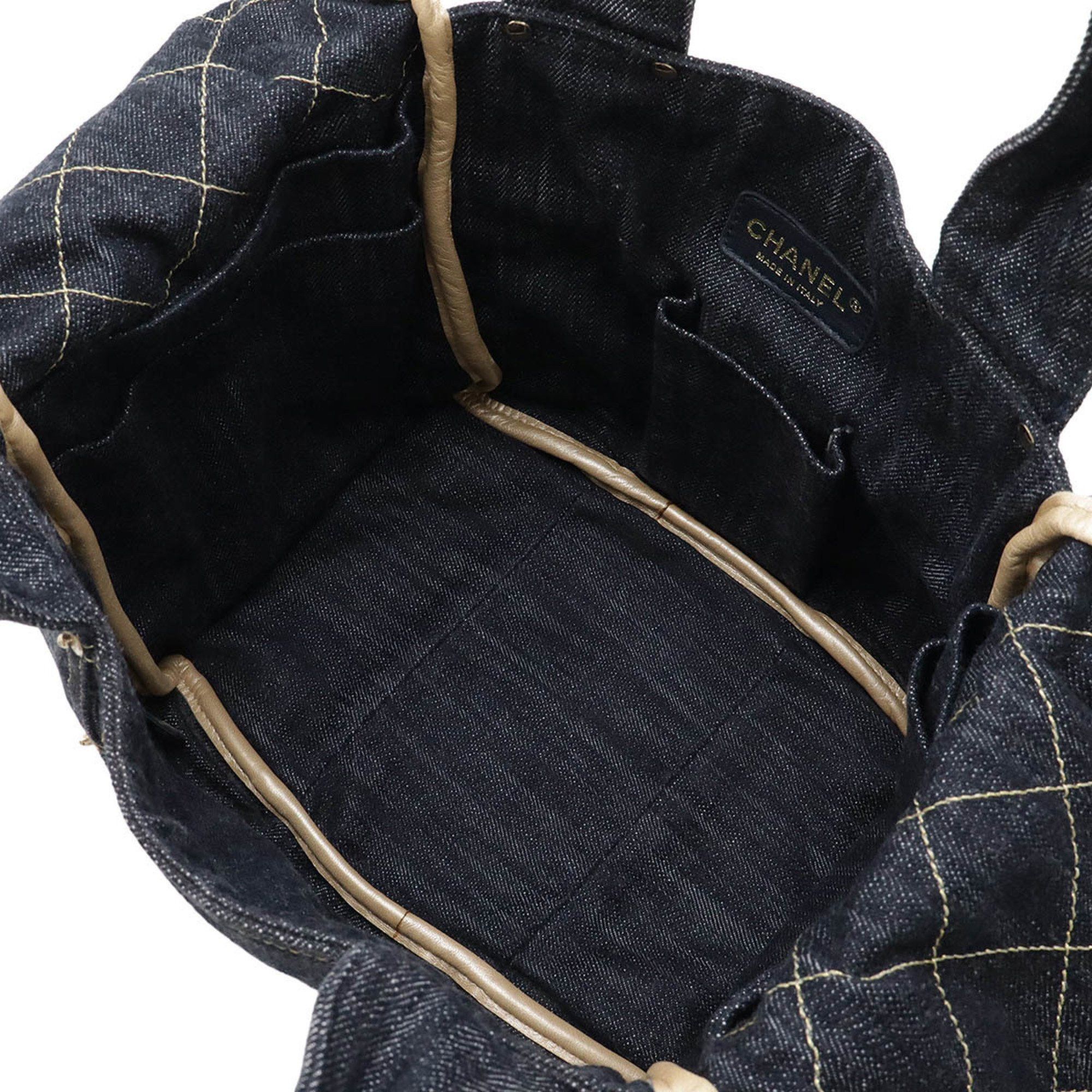 Chanel CHANEL Sparkling Denim Coco Mark Tote Bag Handbag Blue A31985 Size ONE SIZE - 8 Thumbnail
