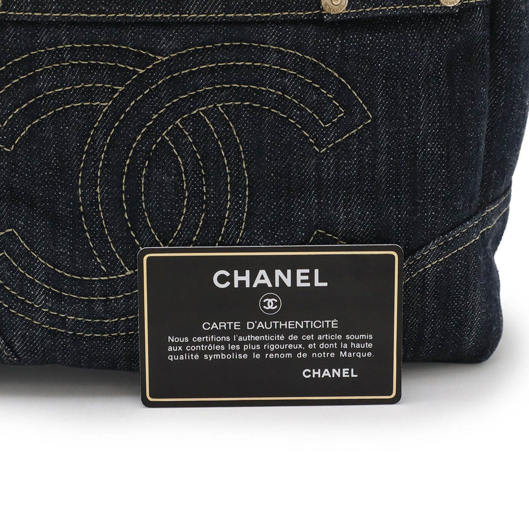 Chanel CHANEL Sparkling Denim Coco Mark Tote Bag Handbag Blue A31985 Size ONE SIZE - 10 Thumbnail