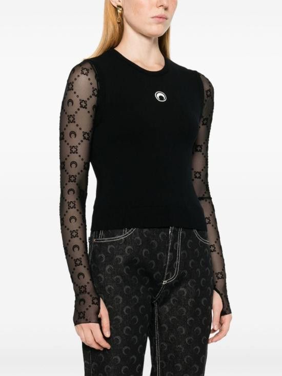 Marine Serre MARINE SERRE Women Sweater WTK043A CKNI0511BK99 Black Size L / US 10 / IT 46 - 5 Thumbnail