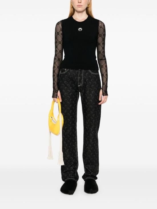 Marine Serre MARINE SERRE Women Sweater WTK043A CKNI0511BK99 Black Size M / US 6-8 / IT 42-44 - 2 Thumbnail