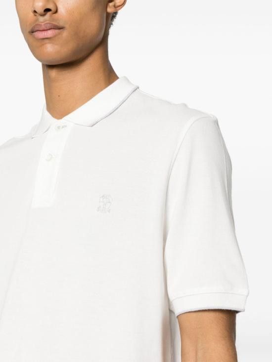 Brunello Cucinelli BRUNELLO CUCINELLI Men Polo Shirts ME8549779G CC984 White Size US M / EU 48-50 / 2 - 2 Thumbnail