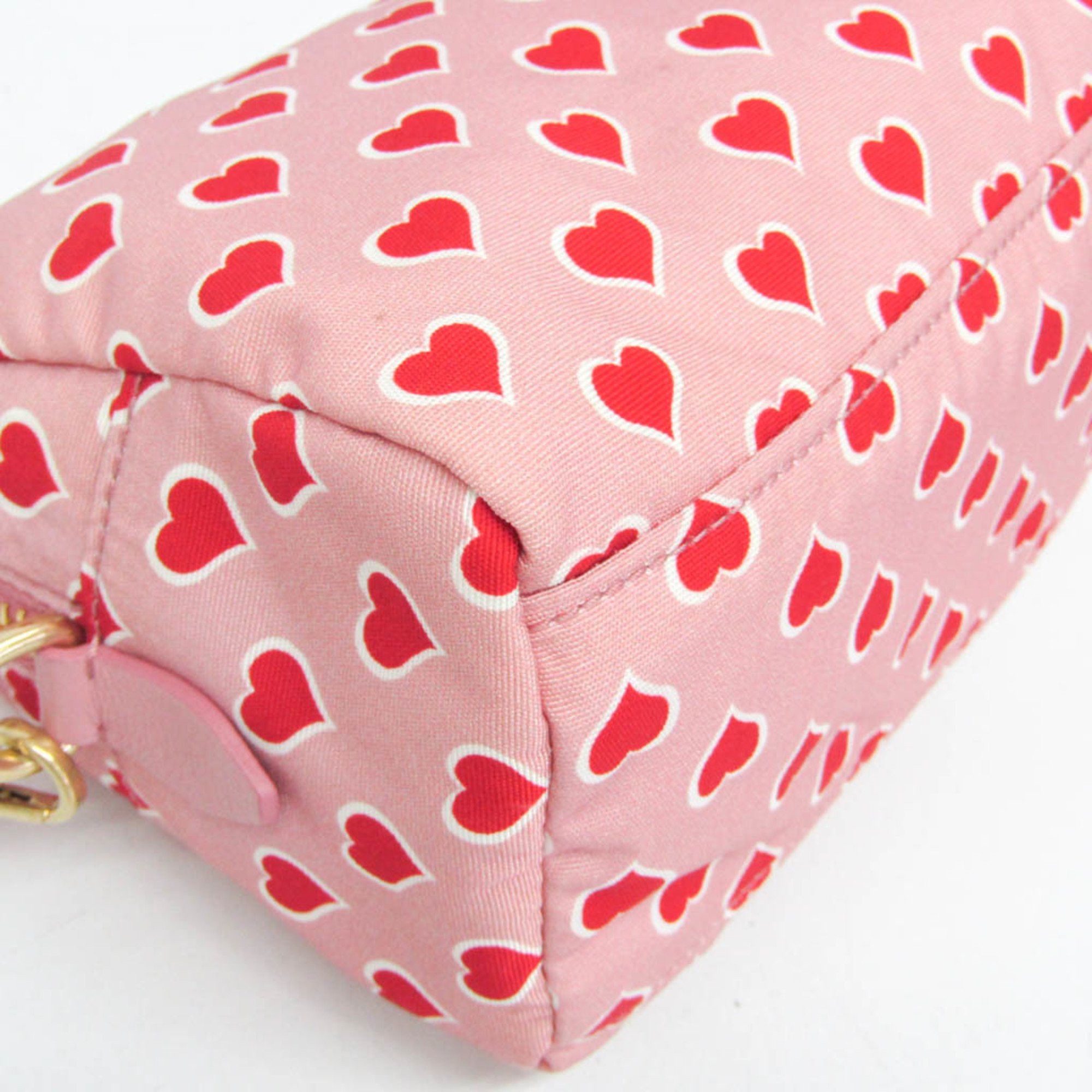 Miu Miu Miu Miu Heart 5NE457 Women's Nylon Pouch Pink,Red Color,White Size ONE SIZE - 5 Thumbnail