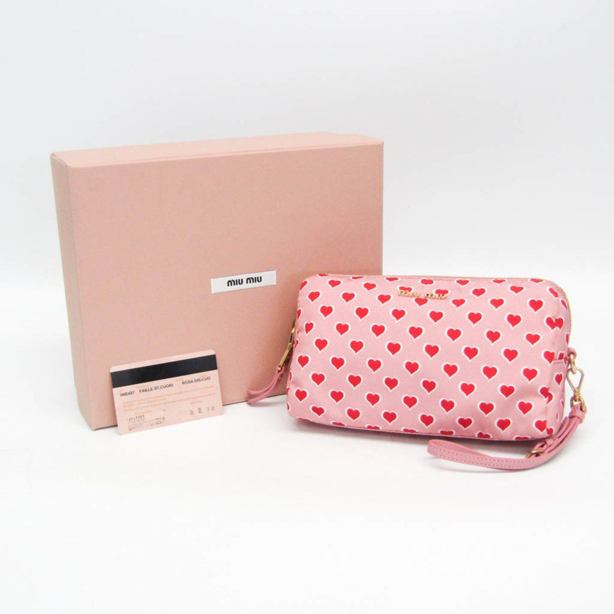 Miu Miu Miu Miu Heart 5NE457 Women's Nylon Pouch Pink,Red Color,White Size ONE SIZE - 2 Thumbnail