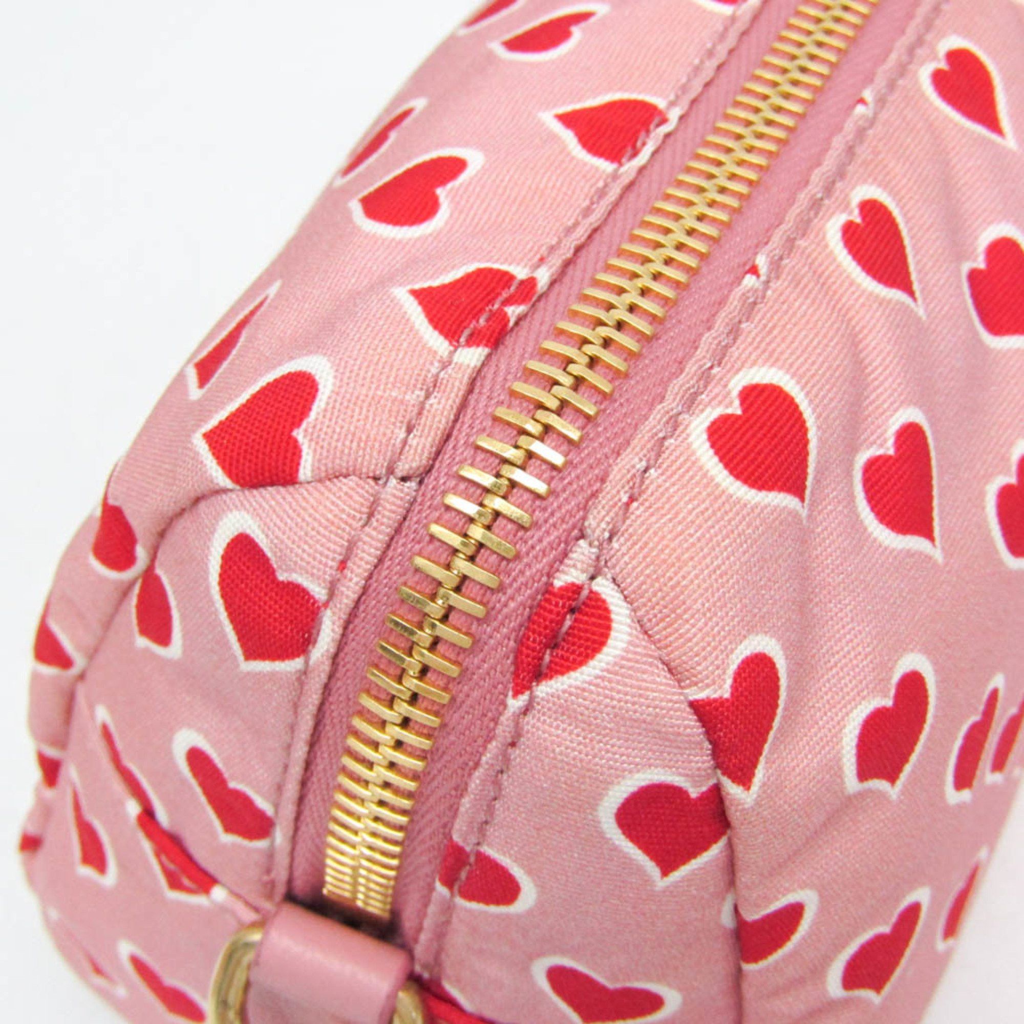 Miu Miu Miu Miu Heart 5NE457 Women's Nylon Pouch Pink,Red Color,White Size ONE SIZE - 10 Thumbnail