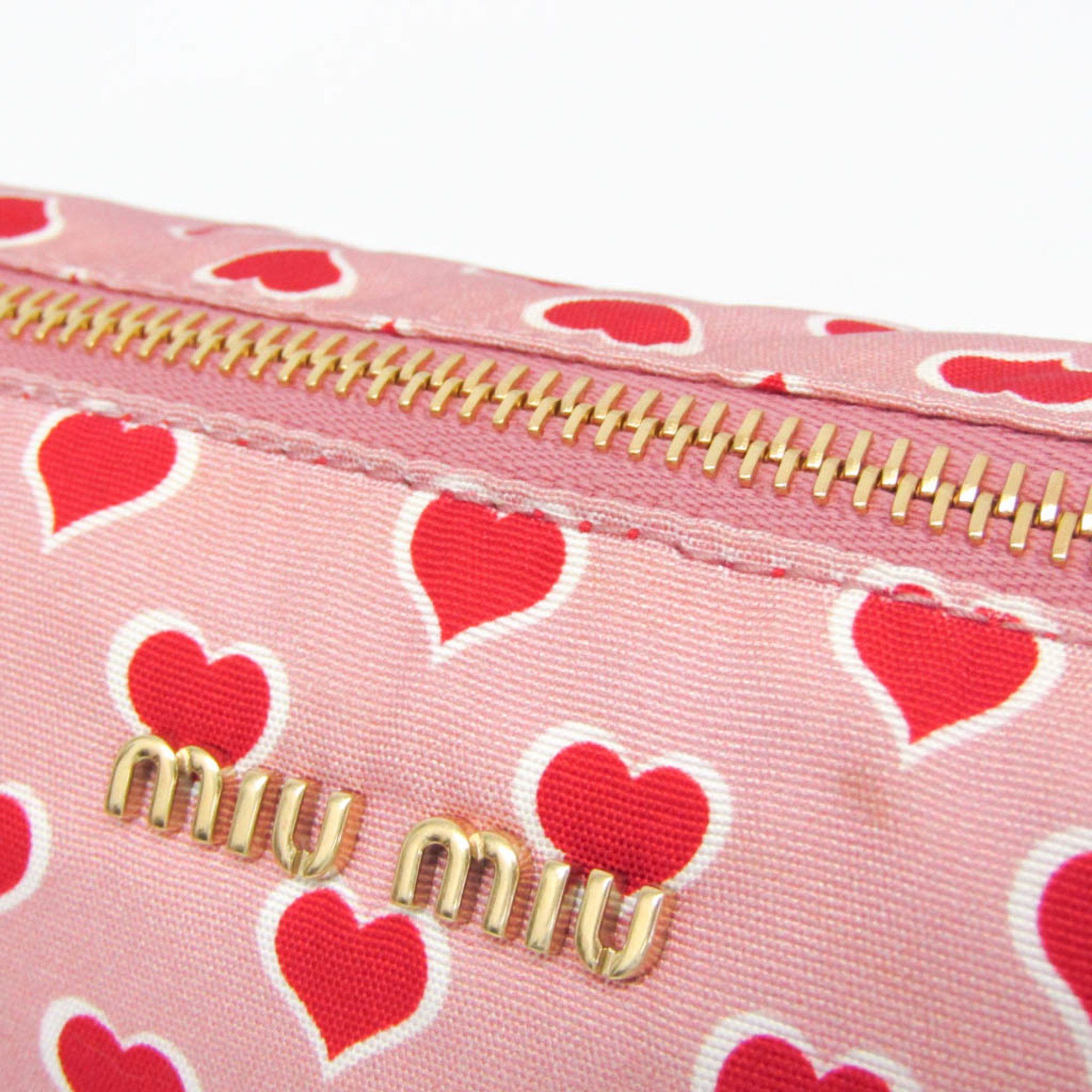 Miu Miu Miu Miu Heart 5NE457 Women's Nylon Pouch Pink,Red Color,White Size ONE SIZE - 9 Thumbnail