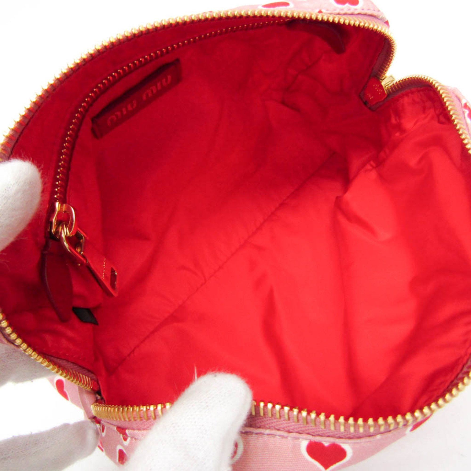 Miu Miu Miu Miu Heart 5NE457 Women's Nylon Pouch Pink,Red Color,White Size ONE SIZE - 4 Thumbnail