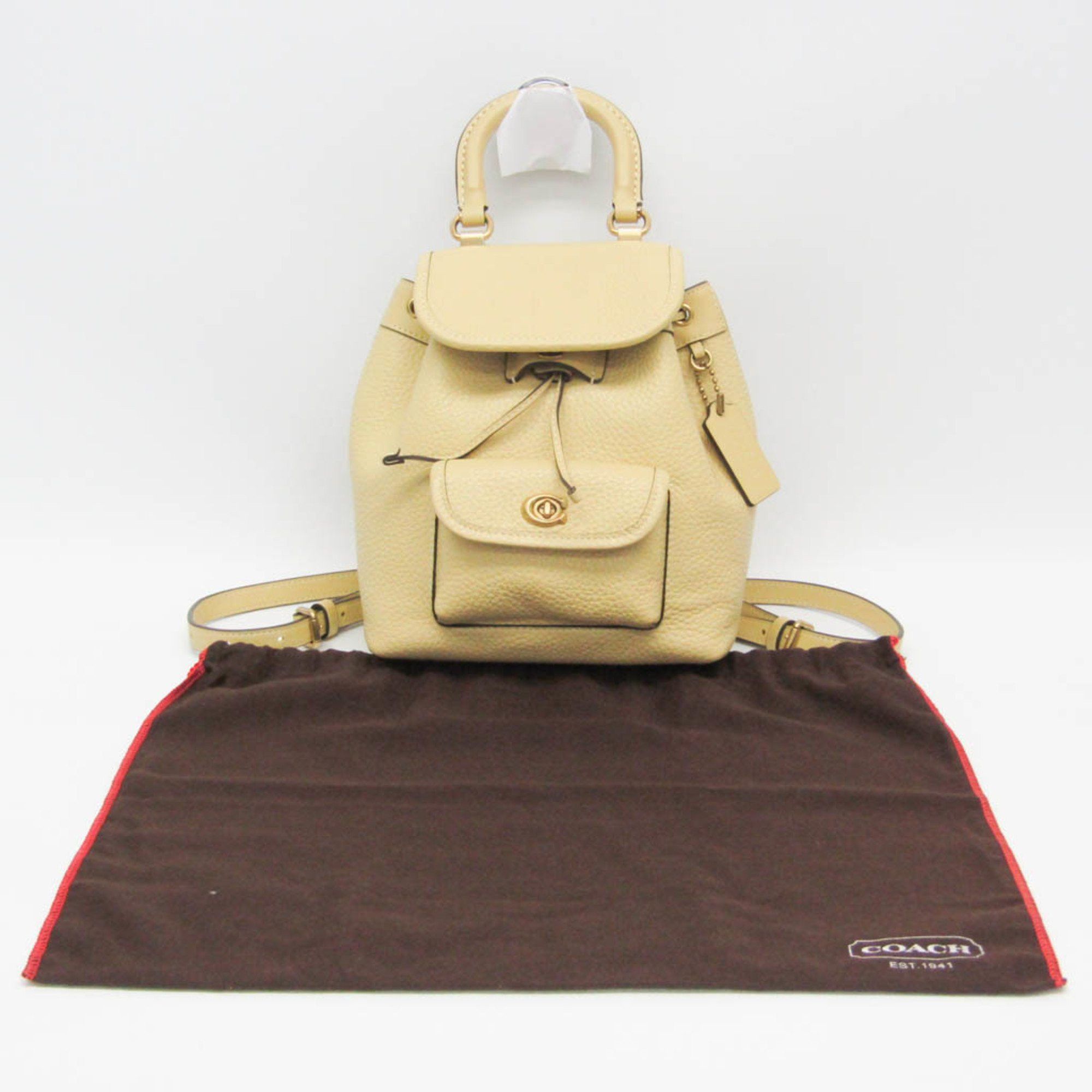 Coach Coach Leah Backpack 21 Women's Leather Backpack Yellow Size ONE SIZE - 2 Thumbnail
