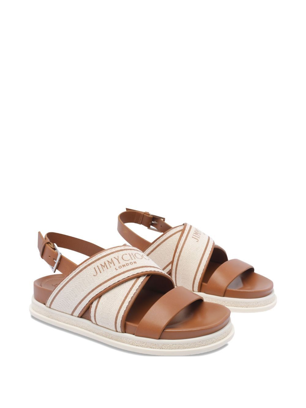 Jimmy Choo JOA FLAT CANVAS FLAT SANDALS Size US 7 / IT 37 - 4 Thumbnail