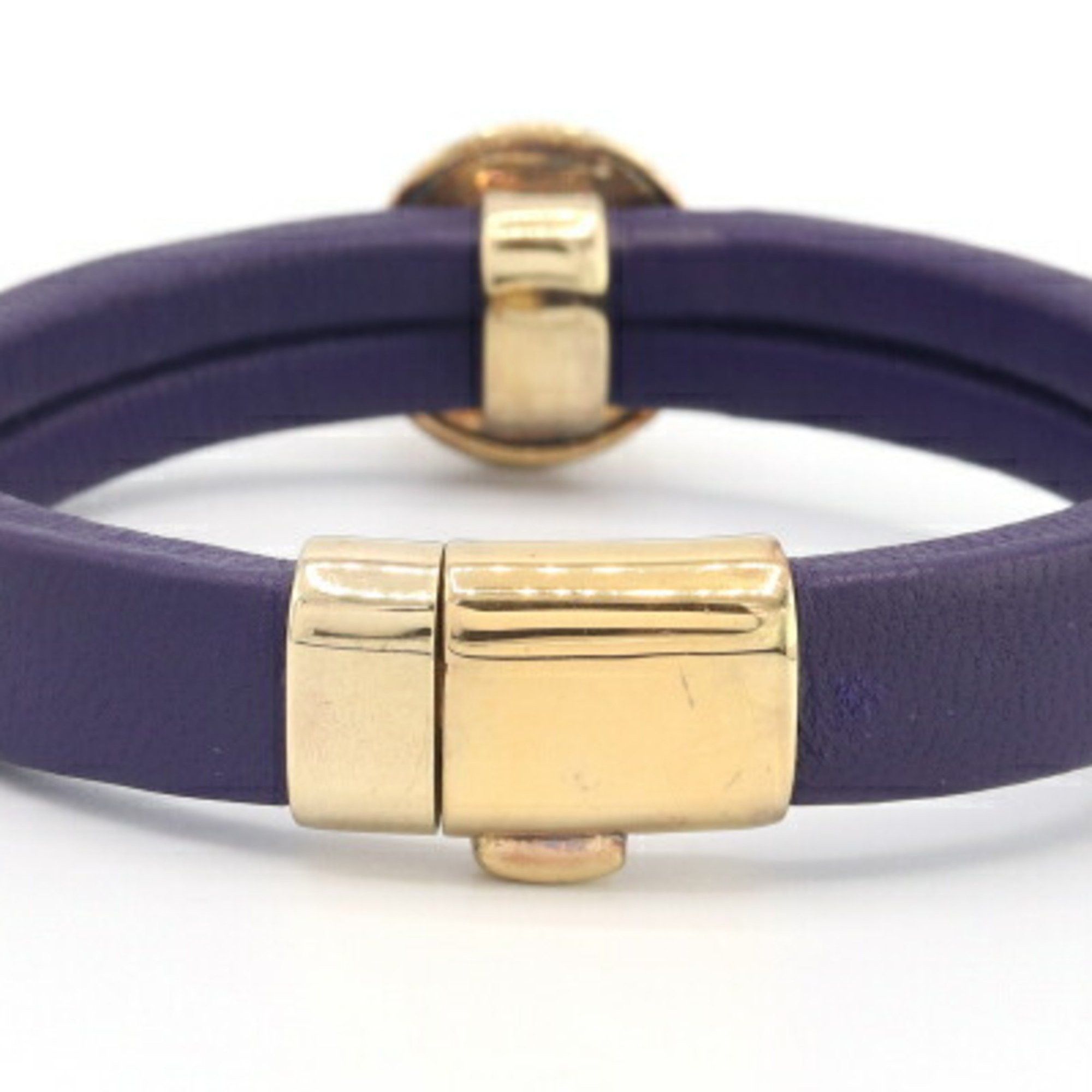 Bottega Veneta Bottega Veneta Bracelet 590464 Purple SV Sterling Silver 925 Leather M Size Bangle Women's BOTTEGA VENETA Size ONE SIZE - 2 Thumbnail