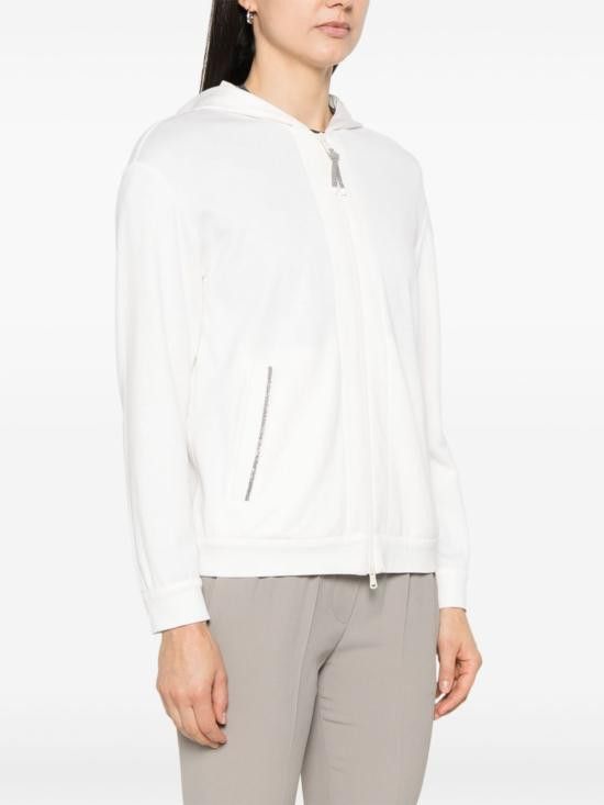 Brunello Cucinelli BRUNELLO CUCINELLI Women Hoodies MD828SB806 C8329 White Size M / US 6-8 / IT 42-44 - 3 Thumbnail