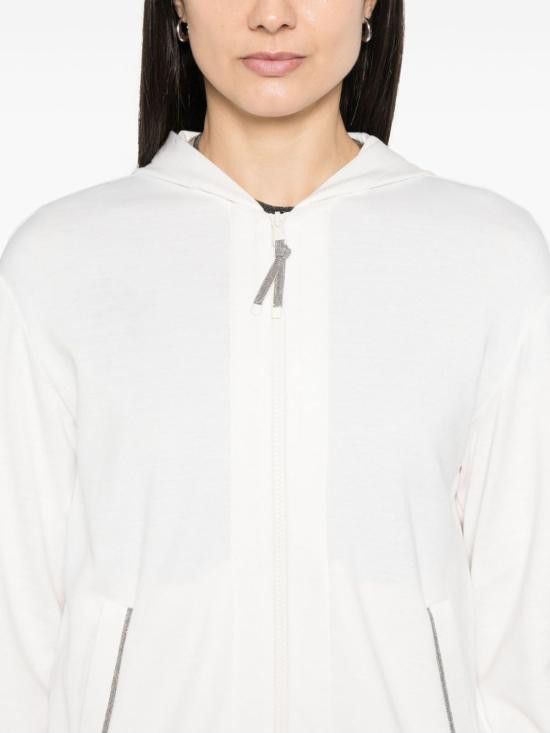 Brunello Cucinelli BRUNELLO CUCINELLI Women Hoodies MD828SB806 C8329 White Size XL / US 12-14 / IT 48-50 - 4 Thumbnail