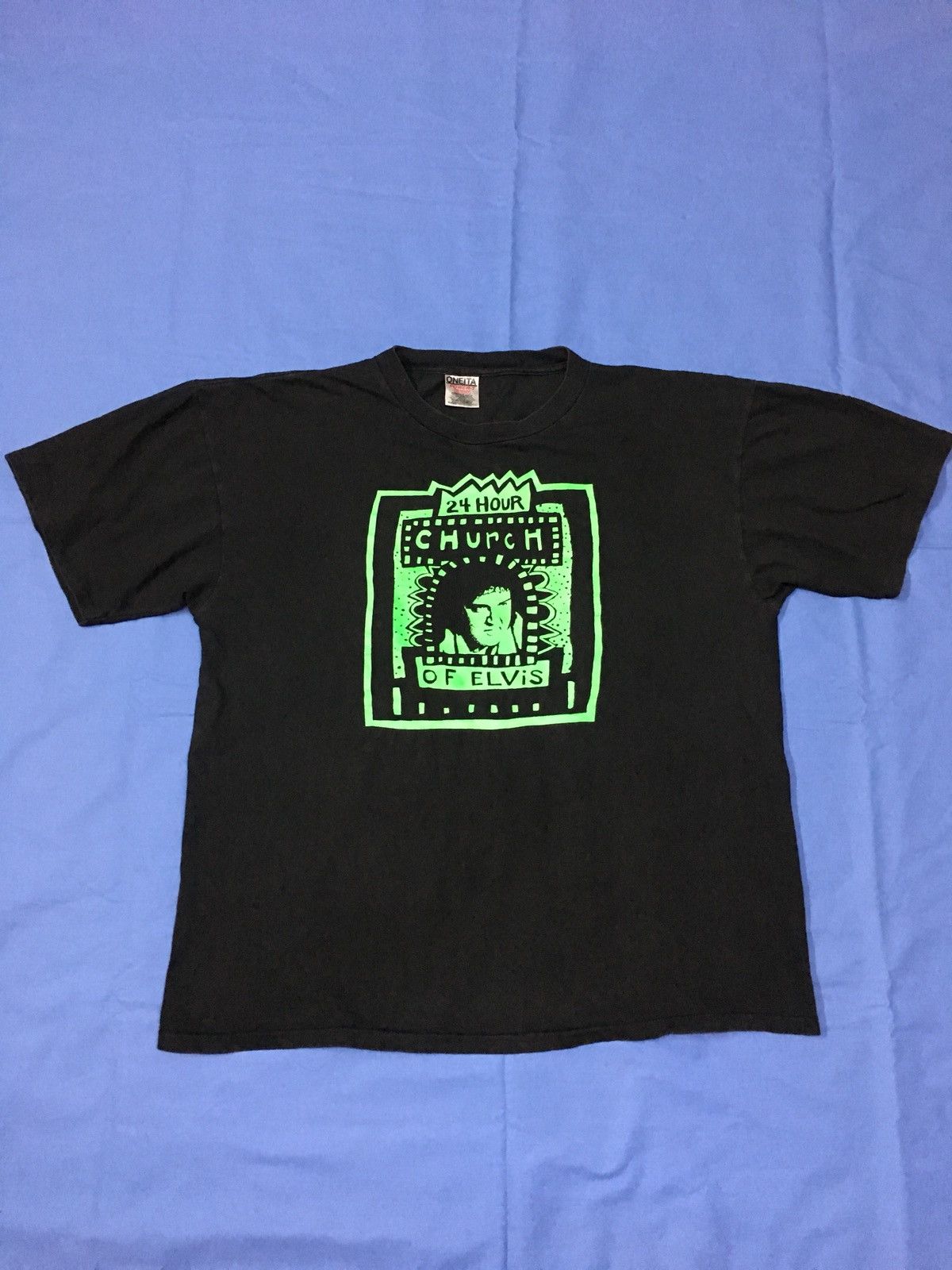 Vintage 90s 24 Hour Church Of ELVIS art gallery T Shirt