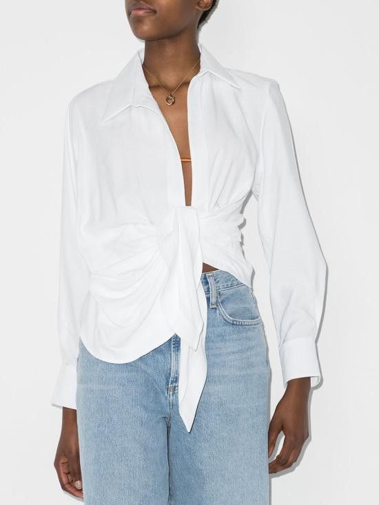 Jacquemus JACQUEMUS Women Shirts 213SH002 1020100 White Size XS / US 0-2 / IT 36-38 - 2 Thumbnail