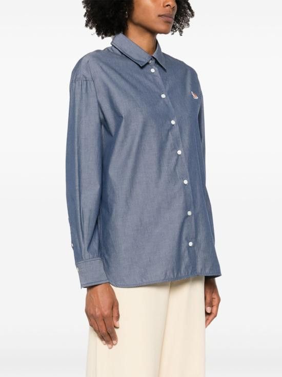 Maison Kitsune MAISON KITSUNE Women Shirts OW00401 WC5043P470 Blue Size XS / US 0-2 / IT 36-38 - 2 Thumbnail