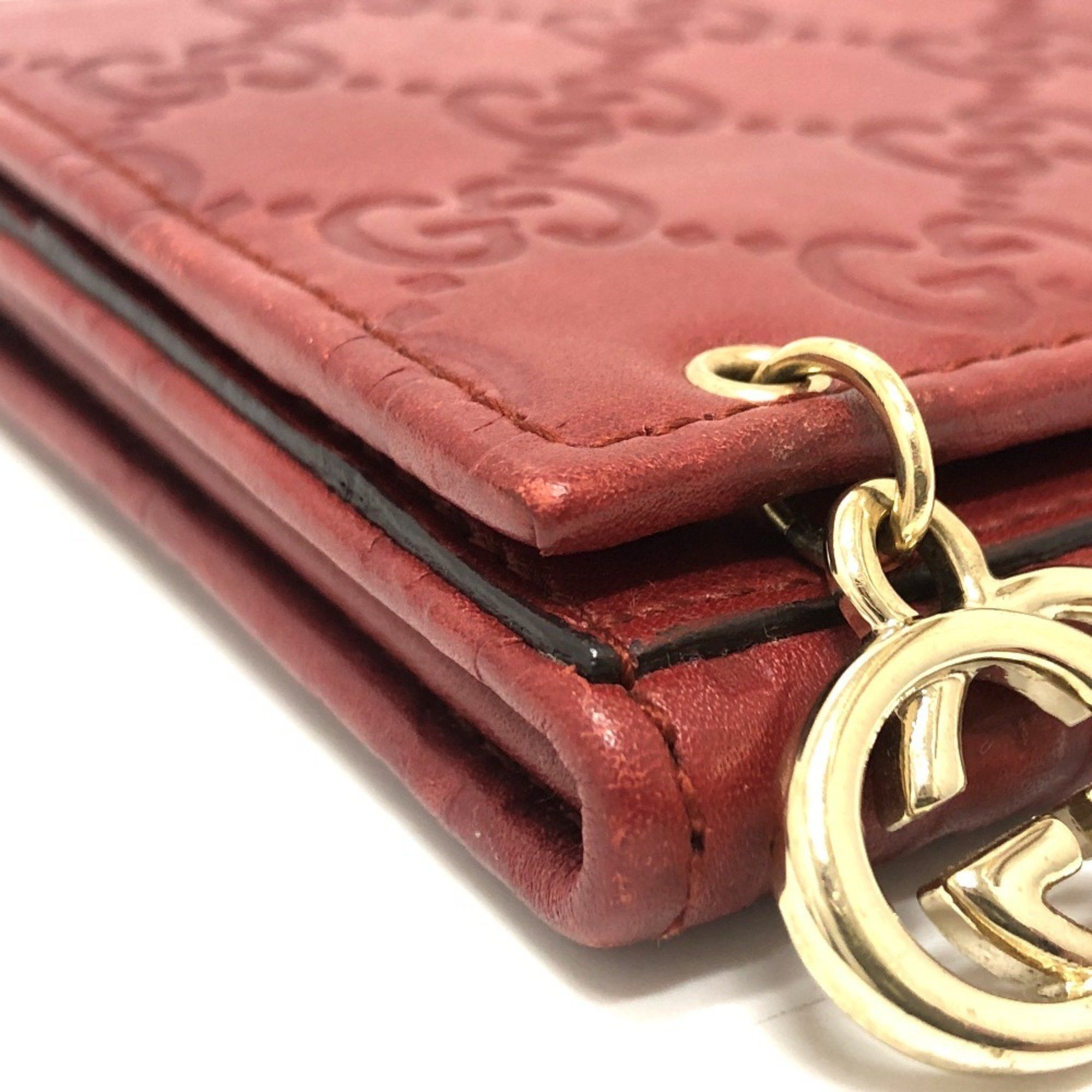 Gucci GUCCI 212109 GG Shima Line Wallet Flap Long Leather Women's Red Size ONE SIZE - 15 Thumbnail
