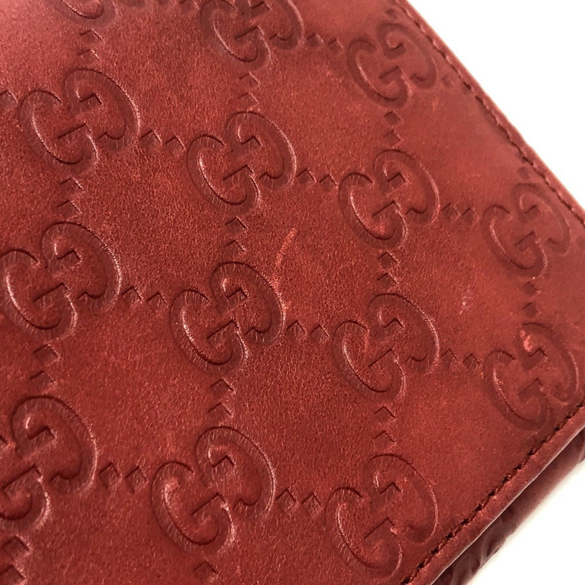 Gucci GUCCI 212109 GG Shima Line Wallet Flap Long Leather Women's Red Size ONE SIZE - 12 Thumbnail