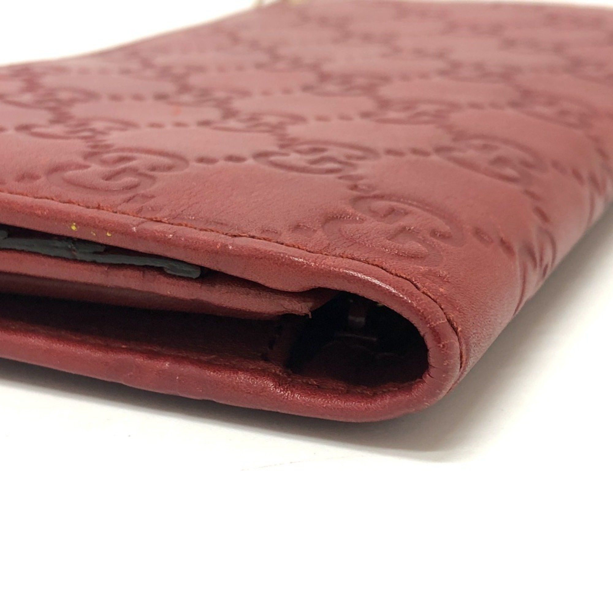 Gucci GUCCI 212109 GG Shima Line Wallet Flap Long Leather Women's Red Size ONE SIZE - 17 Thumbnail