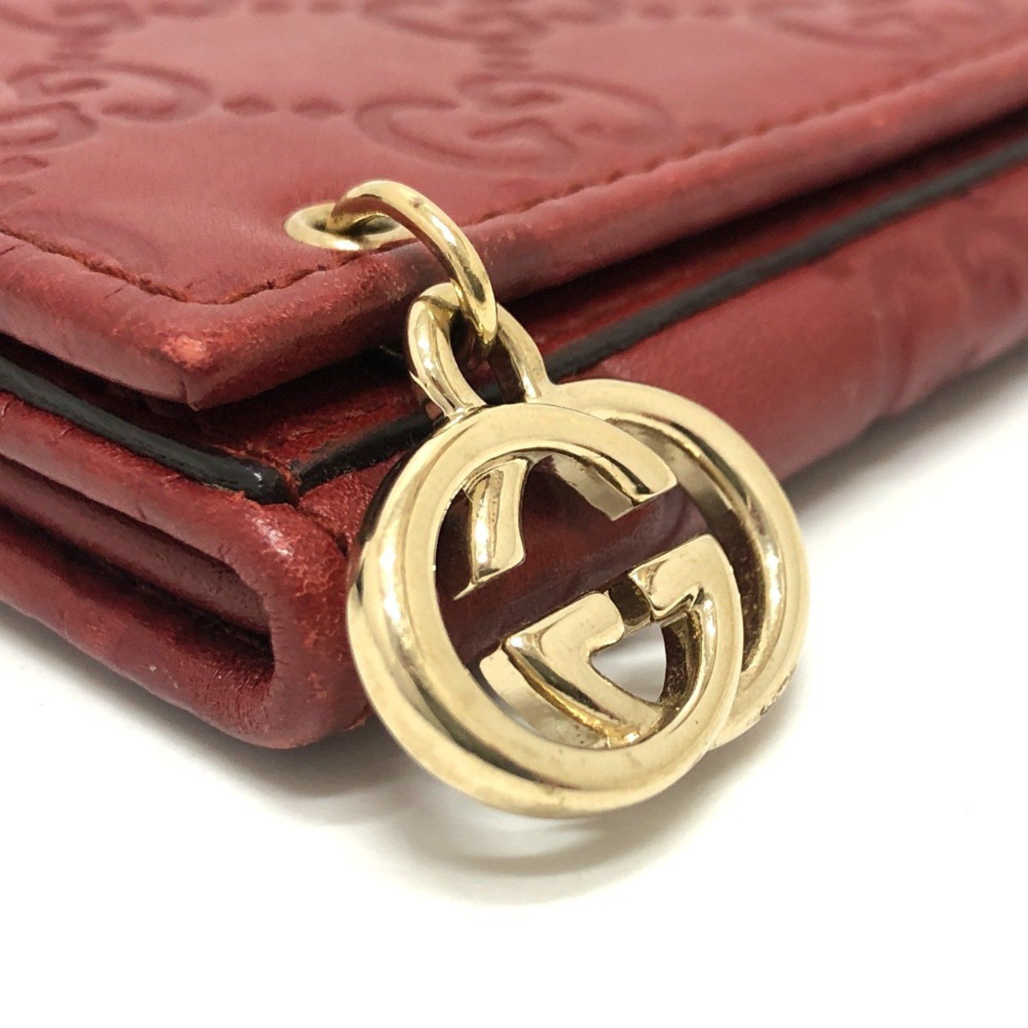 Gucci GUCCI 212109 GG Shima Line Wallet Flap Long Leather Women's Red Size ONE SIZE - 5 Thumbnail