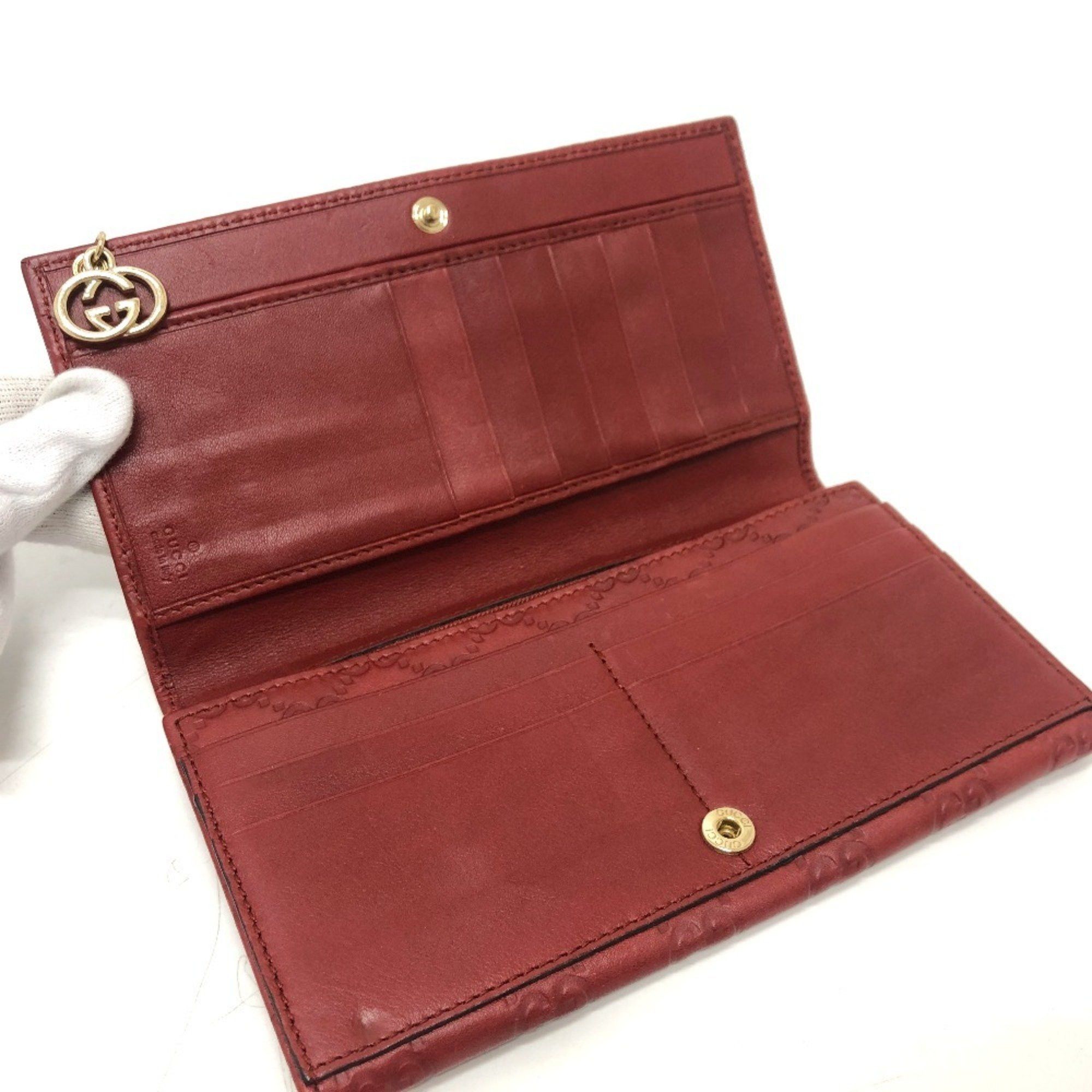Gucci GUCCI 212109 GG Shima Line Wallet Flap Long Leather Women's Red Size ONE SIZE - 6 Thumbnail