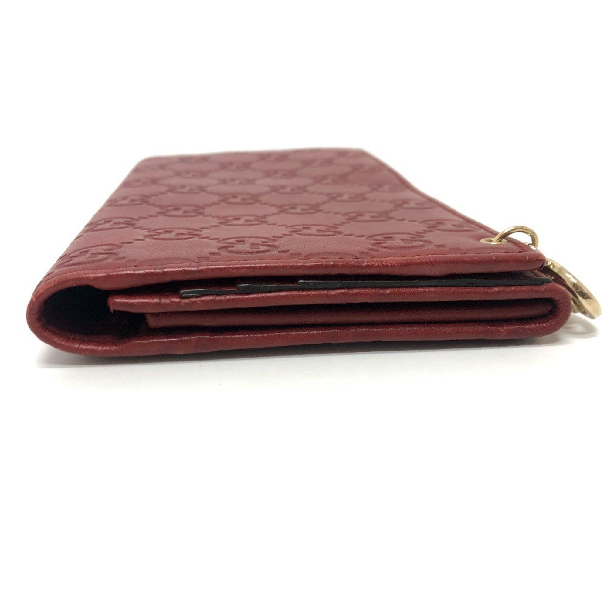 Gucci GUCCI 212109 GG Shima Line Wallet Flap Long Leather Women's Red Size ONE SIZE - 4 Thumbnail
