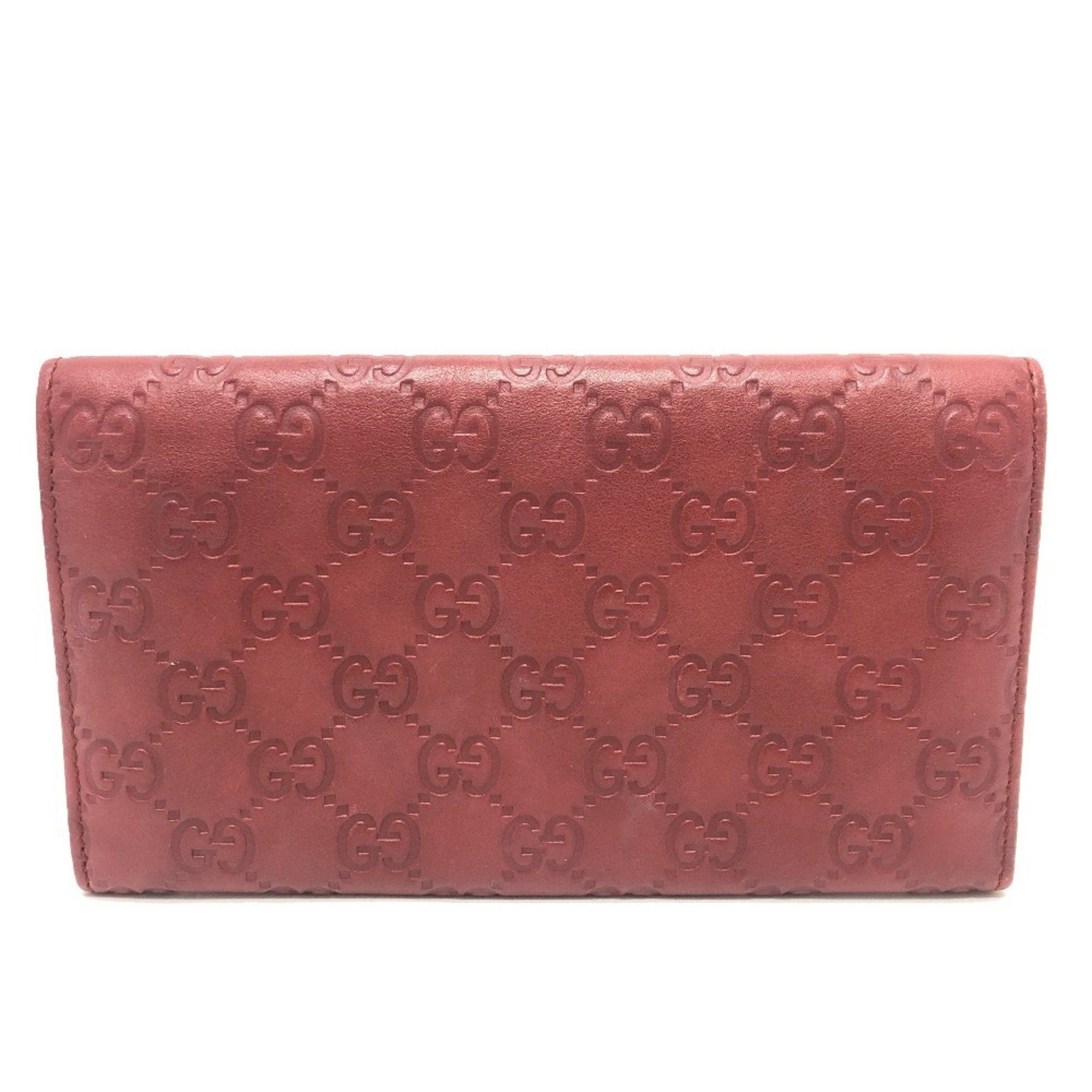 Gucci GUCCI 212109 GG Shima Line Wallet Flap Long Leather Women's Red Size ONE SIZE - 2 Thumbnail
