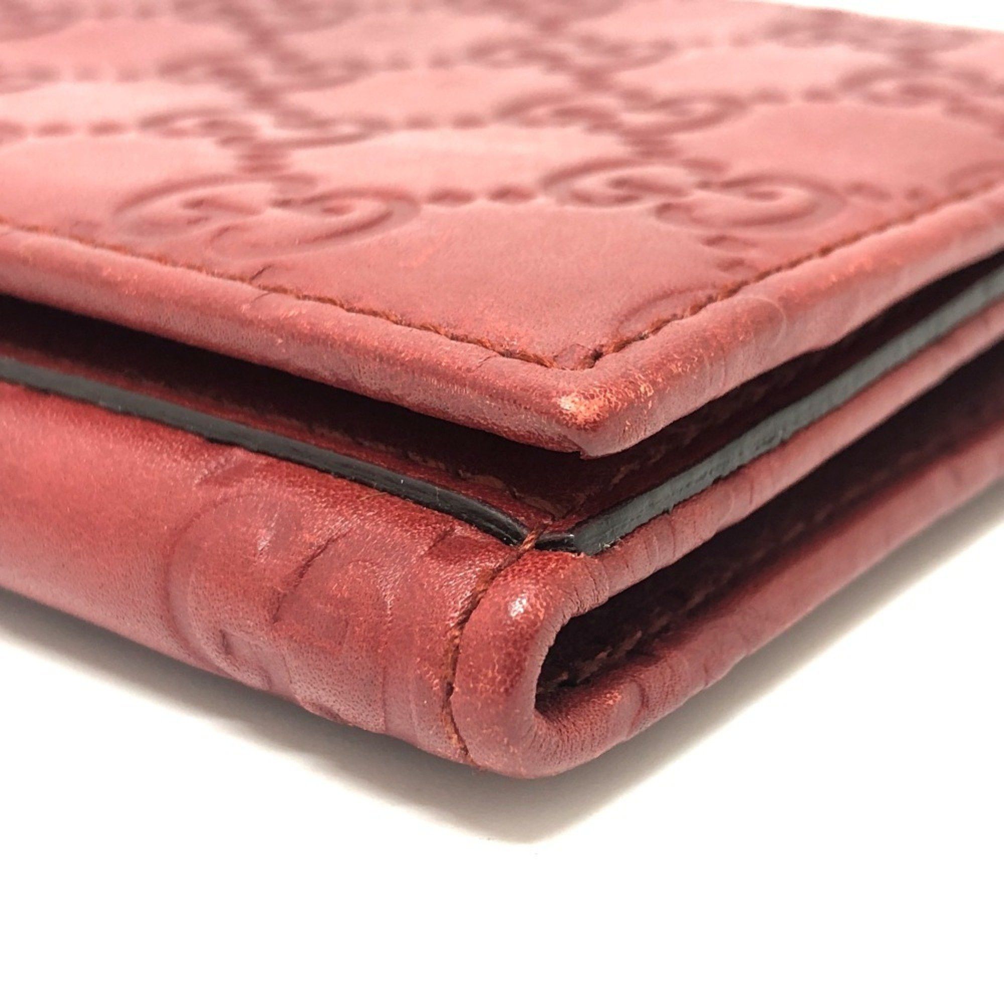Gucci GUCCI 212109 GG Shima Line Wallet Flap Long Leather Women's Red Size ONE SIZE - 14 Thumbnail