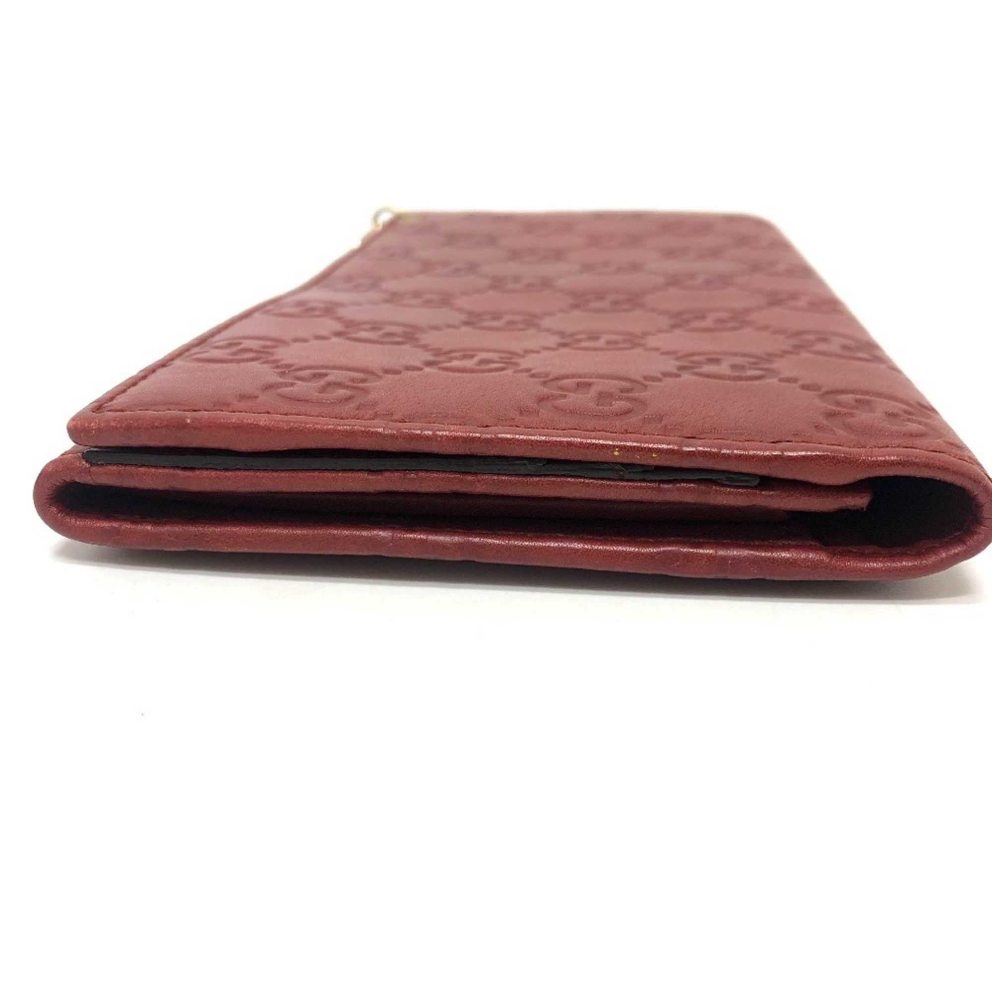 Gucci GUCCI 212109 GG Shima Line Wallet Flap Long Leather Women's Red Size ONE SIZE - 3 Thumbnail