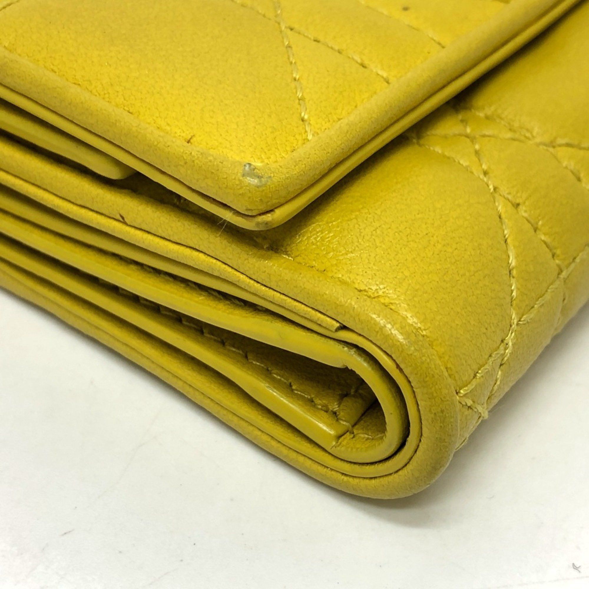 Dior Christian Dior Dior Lady Cannage Lotus Wallet Compact Tri-fold Leather Women's Yellow Gold Hardware Size ONE SIZE - 6 Thumbnail
