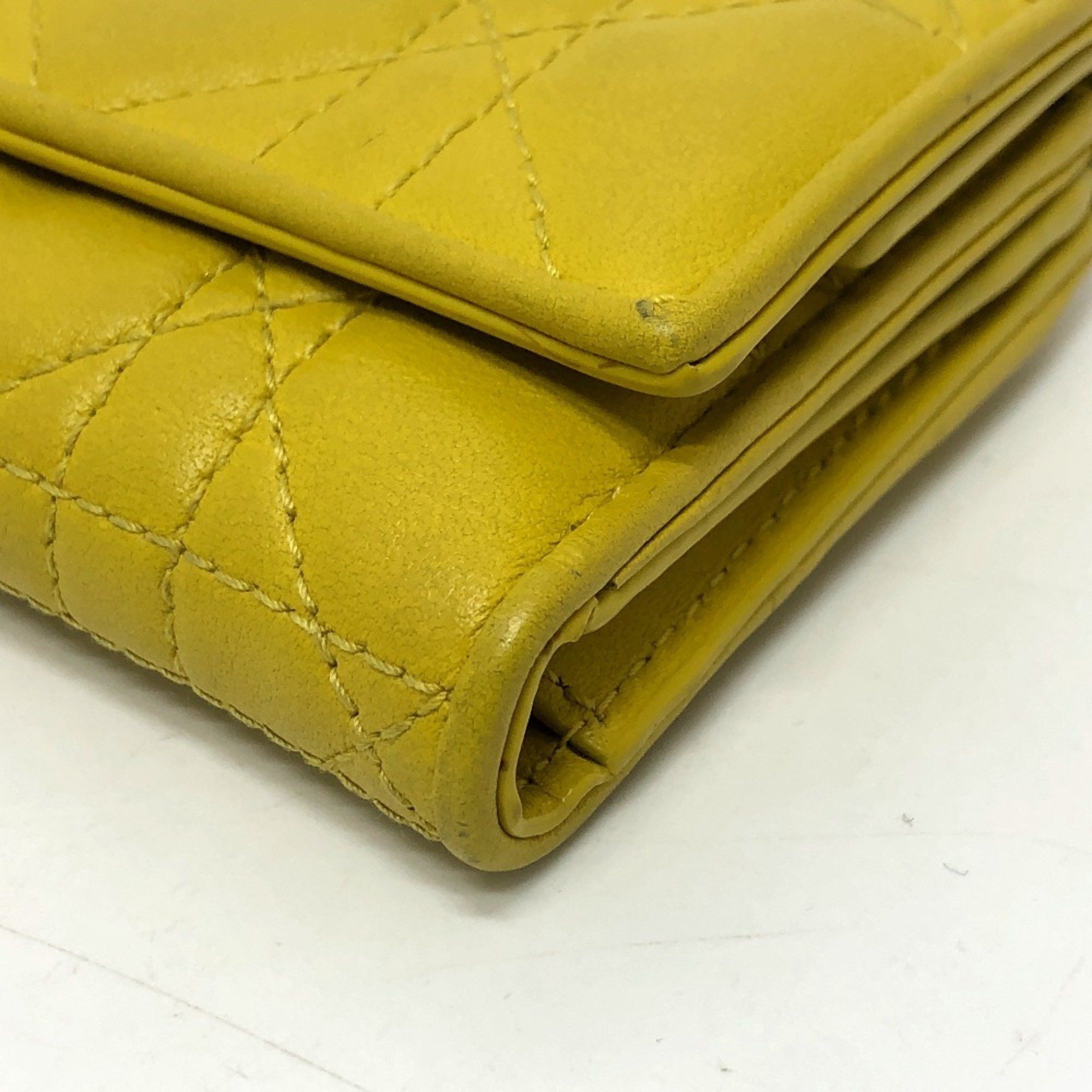 Dior Christian Dior Dior Lady Cannage Lotus Wallet Compact Tri-fold Leather Women's Yellow Gold Hardware Size ONE SIZE - 7 Thumbnail