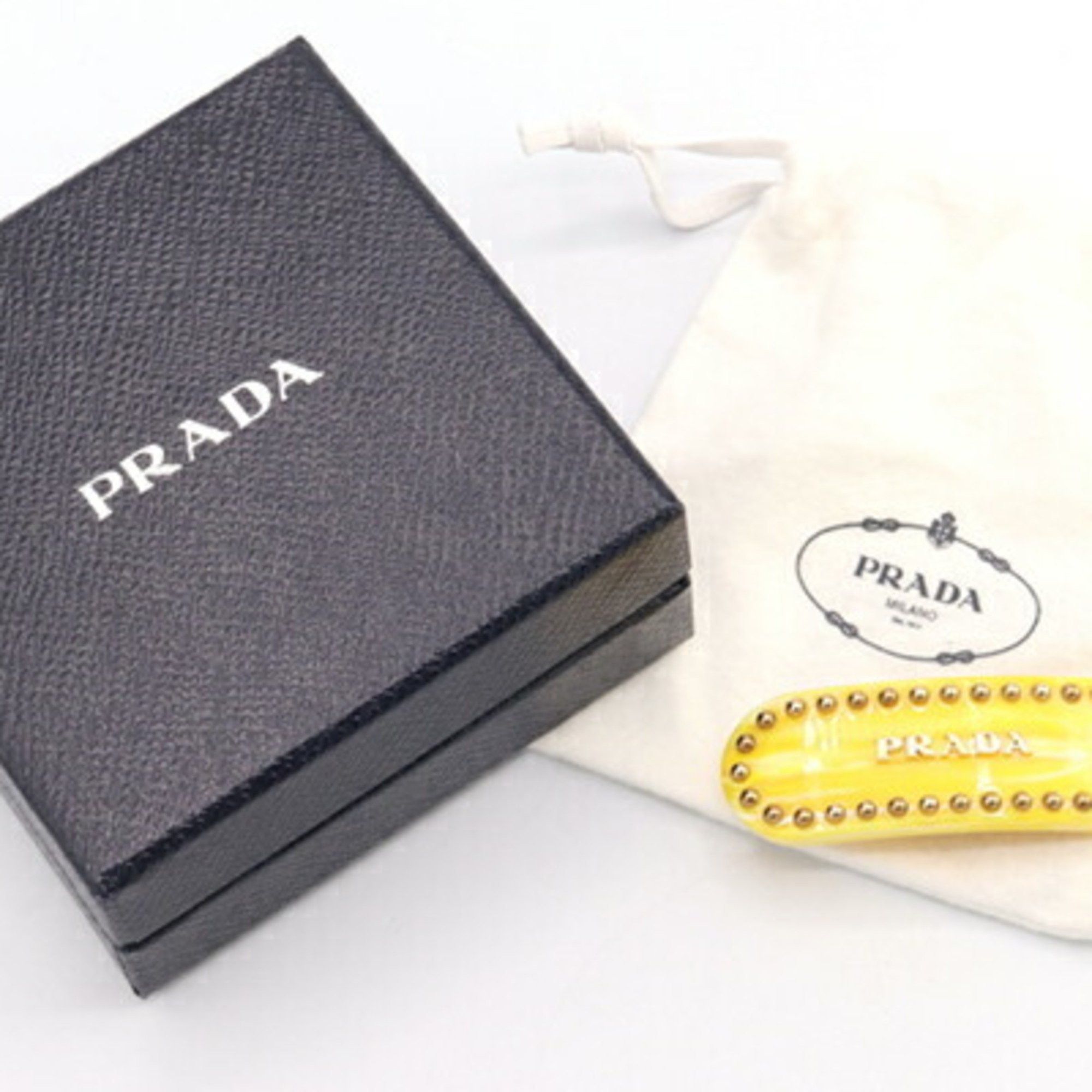 Prada Prada Barrette 1IF042 Yellow Plastic Metal Hair Clip Studs Women's PRADA Size ONE SIZE - 7 Thumbnail