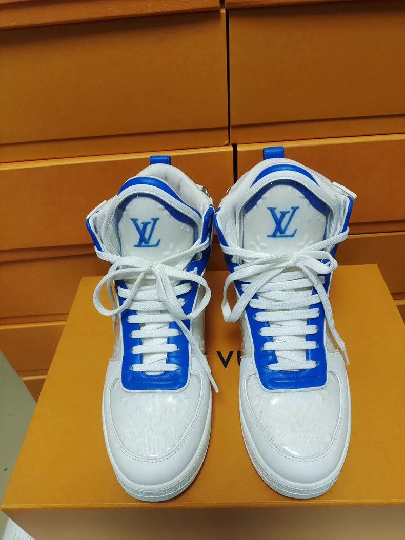 Louis Vuitton White and Blue LV High-Top Sneakers Size US 6 / IT 36 - 2 Thumbnail