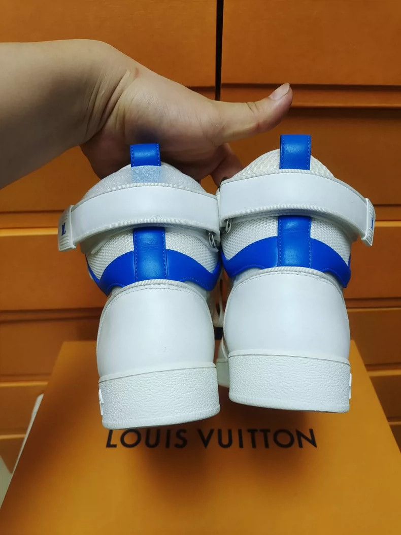 Louis Vuitton White and Blue LV High-Top Sneakers Size US 6 / IT 36 - 8 Thumbnail