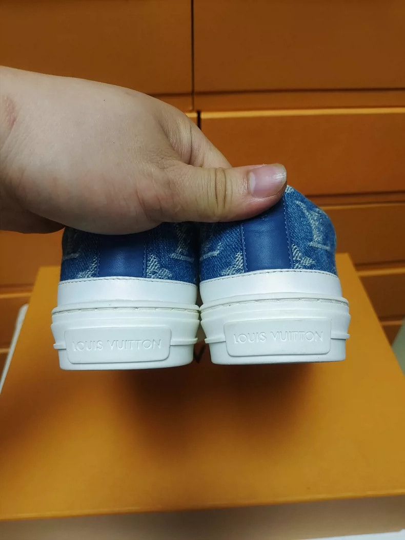 Louis Vuitton LV Denim Blue Lace-Up Sneakers for Women Size US 5 / IT 35 - 8 Thumbnail