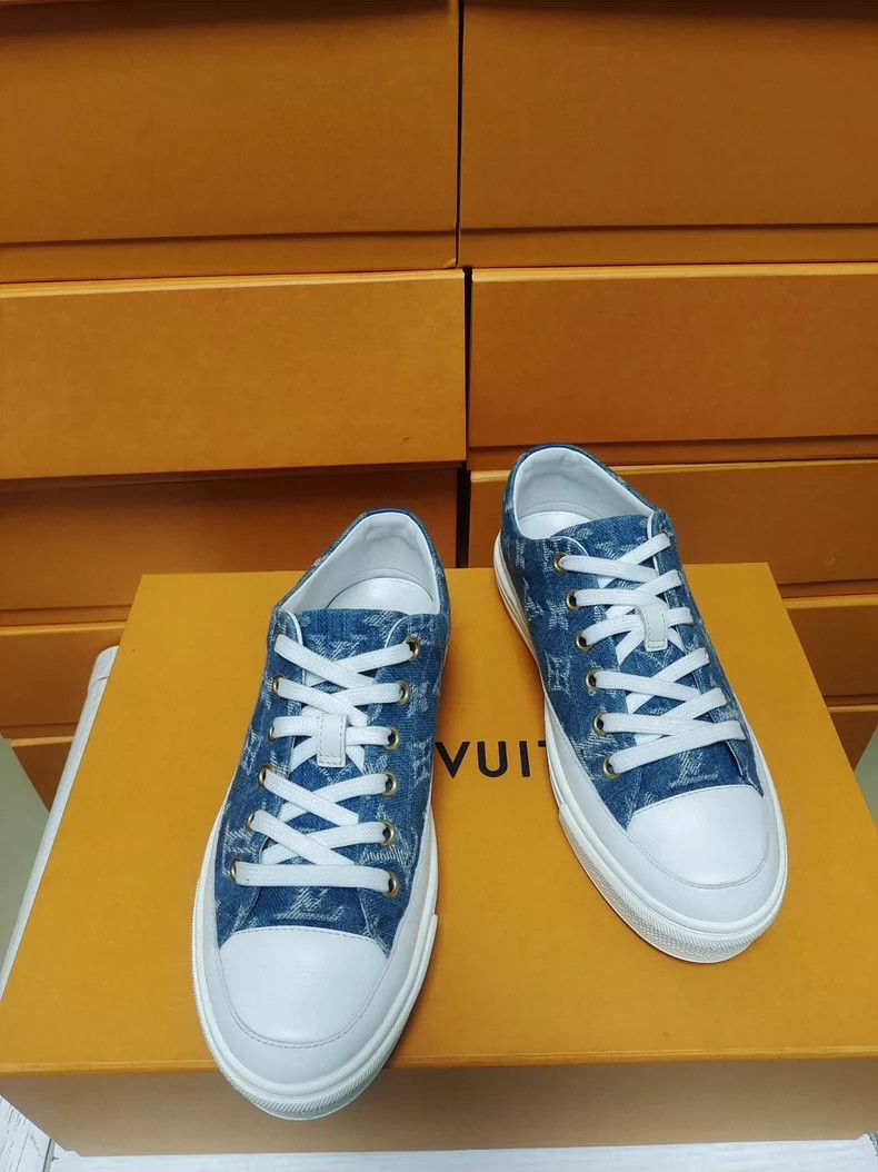 Louis Vuitton LV Denim Blue Lace-Up Sneakers for Women Size US 5 / IT 35 - 5 Thumbnail