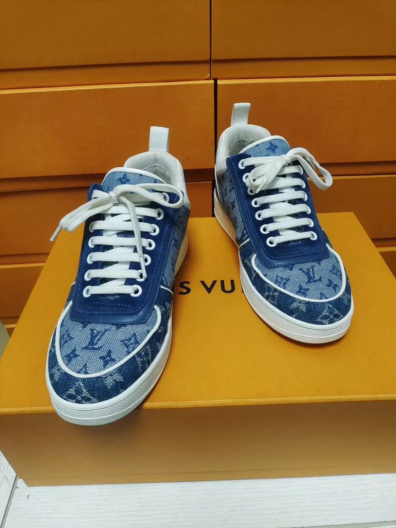 Louis Vuitton LV Denim Blue Lace-Up Sneakers for Women Size US 6 / IT 36 - 5 Thumbnail