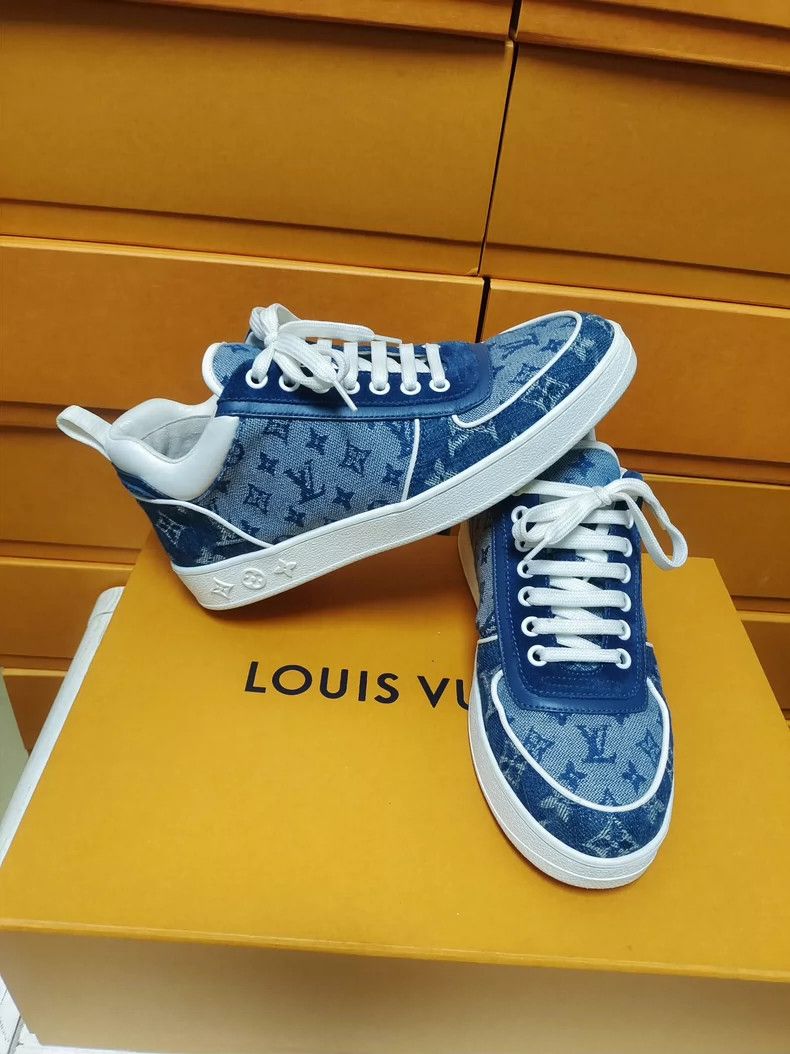Louis Vuitton LV Denim Blue Lace-Up Sneakers for Women Size US 6 / IT 36 - 4 Thumbnail