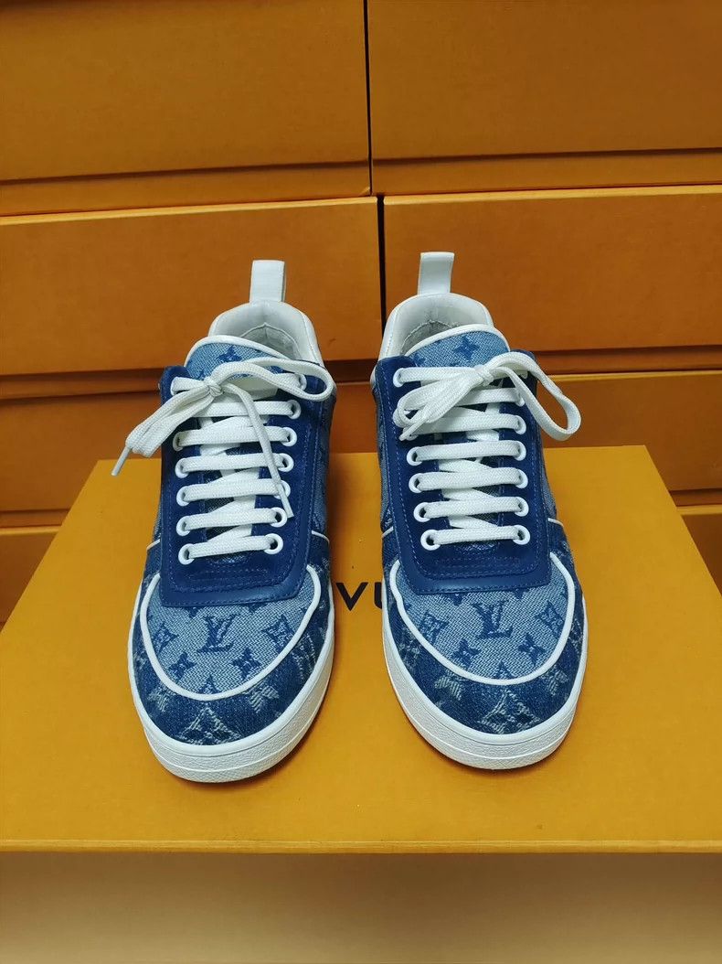 Louis Vuitton LV Denim Blue Lace-Up Sneakers for Women Size US 6 / IT 36 - 2 Thumbnail