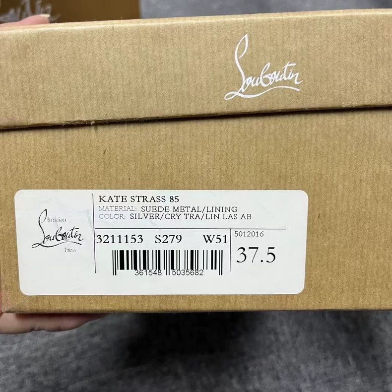 Christian Louboutin Christian Louboutin Silver High Heels with Rhinestones Size US 7 / IT 37 - 8 Thumbnail
