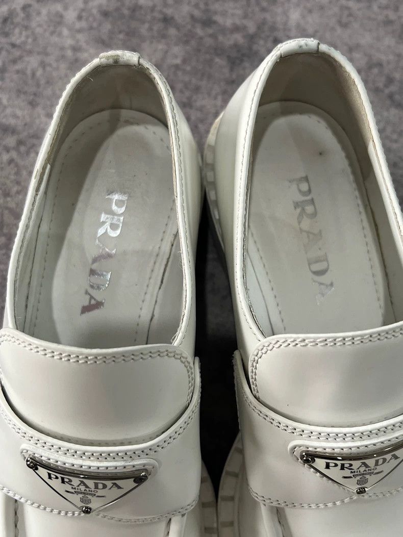 Prada Prada White Loafers with Triangle Logo Size US 6 / IT 36 - 4 Thumbnail