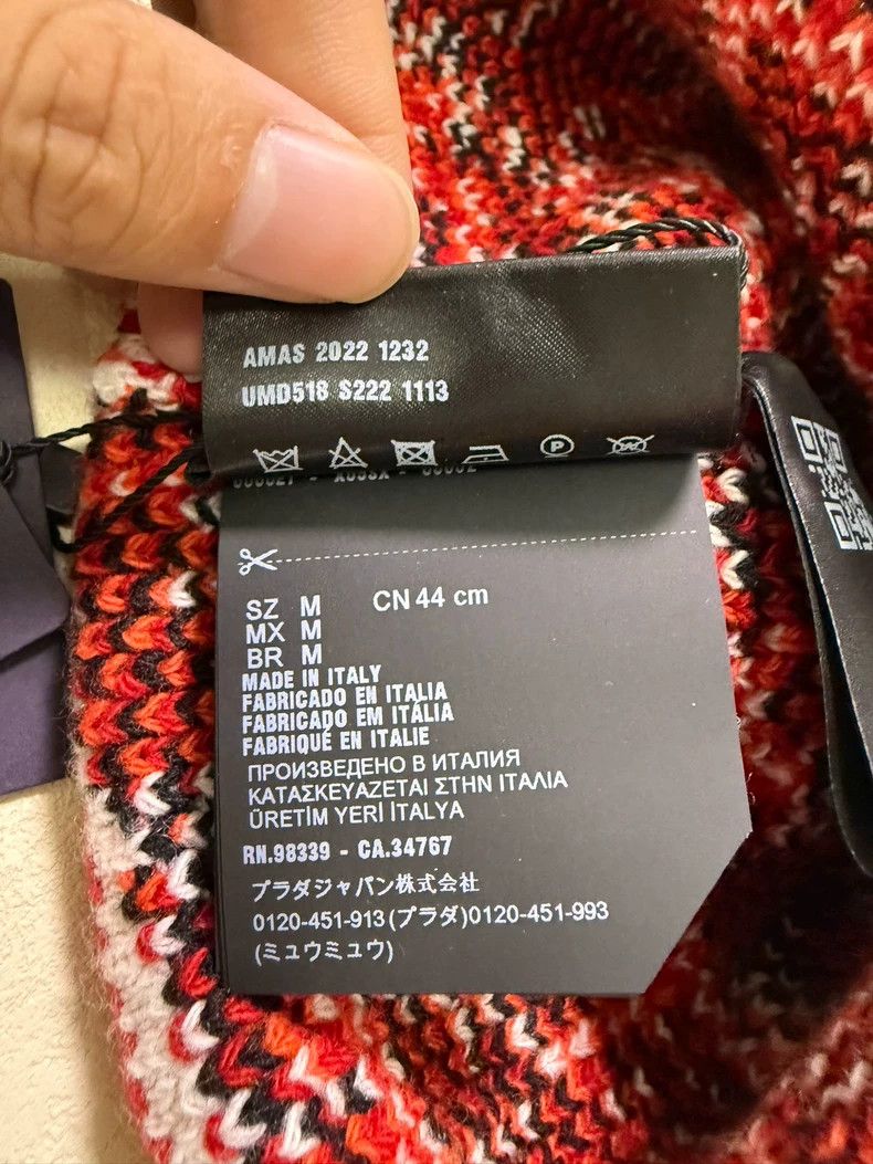 Prada Prada Red and White Knitted Beanie Hat Size ONE SIZE - 5 Thumbnail