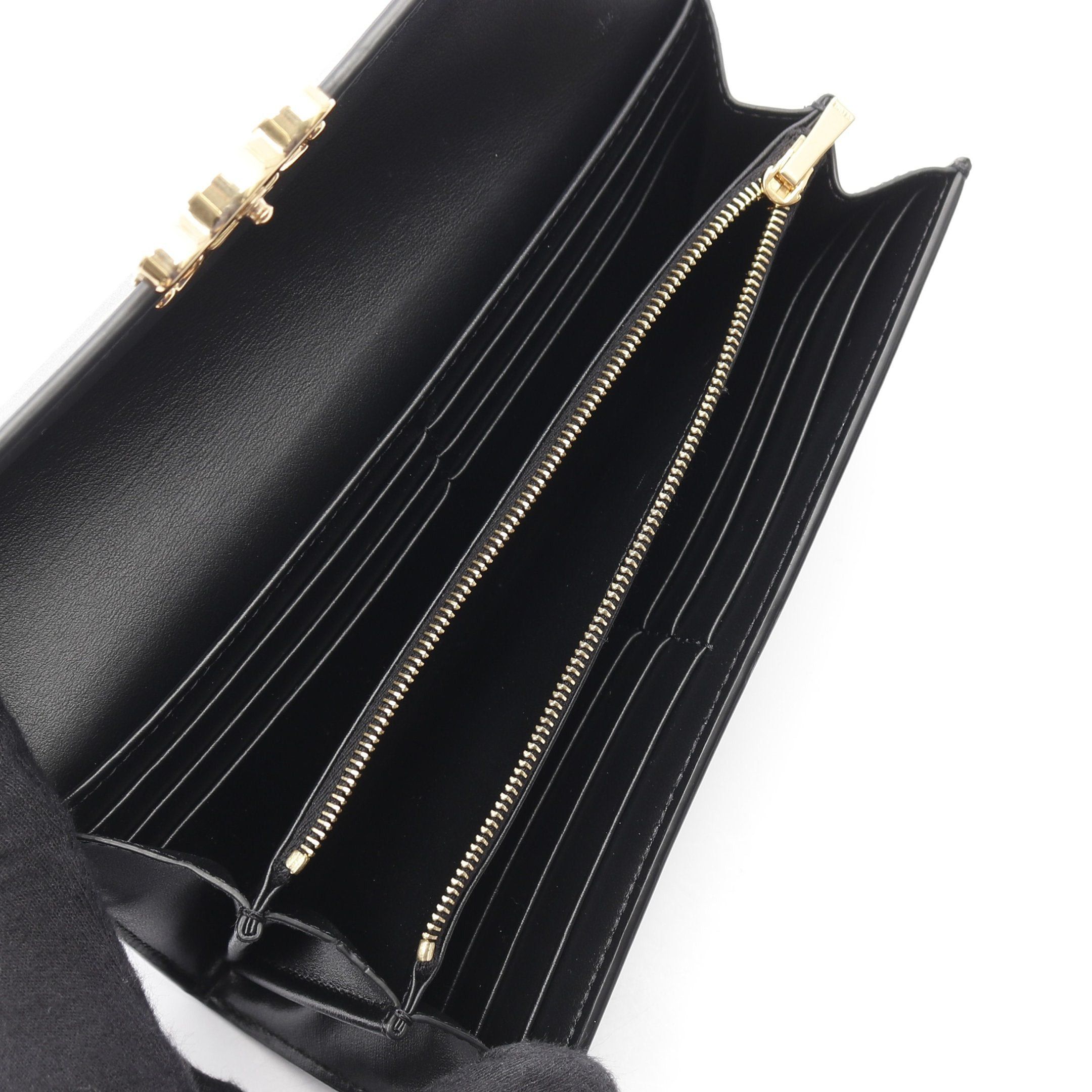 Celine Celine Large Wallet Triomphe Bi-Fold Long Leather Black Size ONE SIZE - 3 Thumbnail