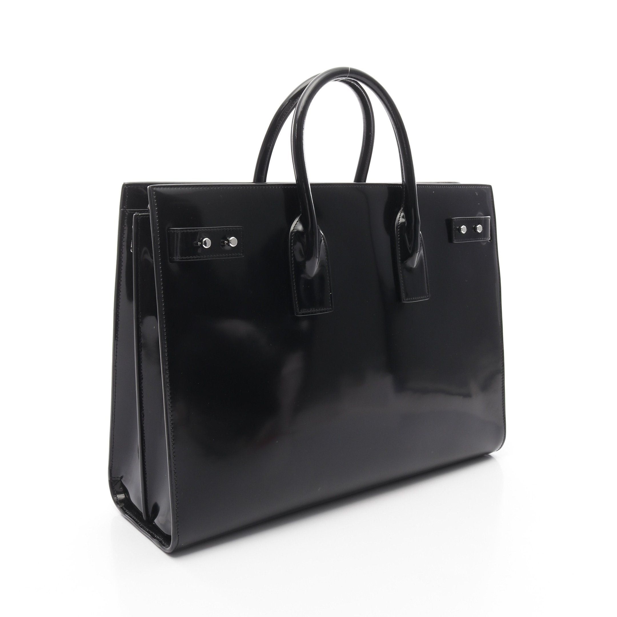 Yves Saint Laurent Yves Saint Laurent Sack Do Jules Shin Large Handbag Tote Bag Patent Leather Black Size ONE SIZE - 2 Thumbnail