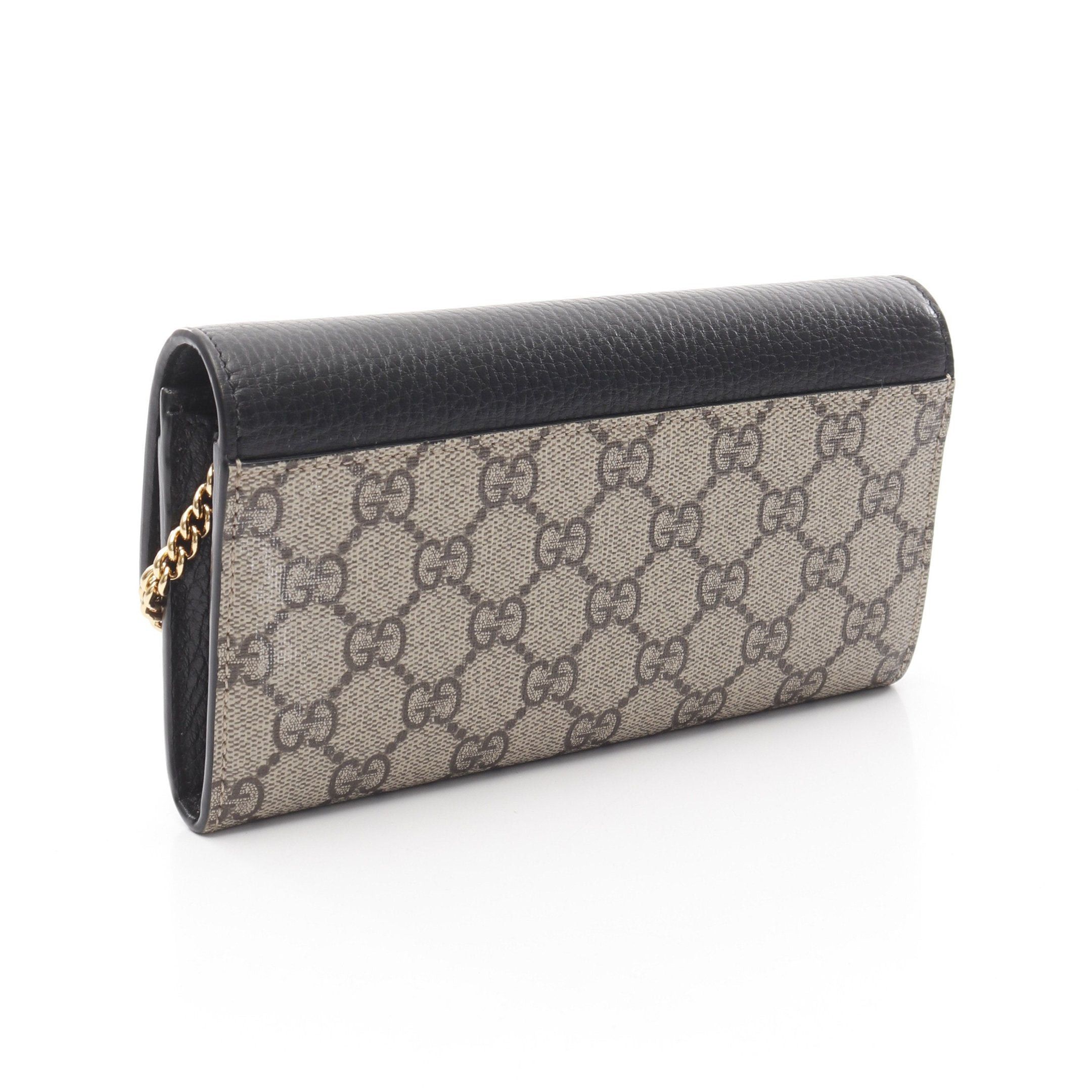 Gucci Gucci Gg Marmont Supreme Chain Wallet Leather Black Beige Size ONE SIZE - 2 Thumbnail