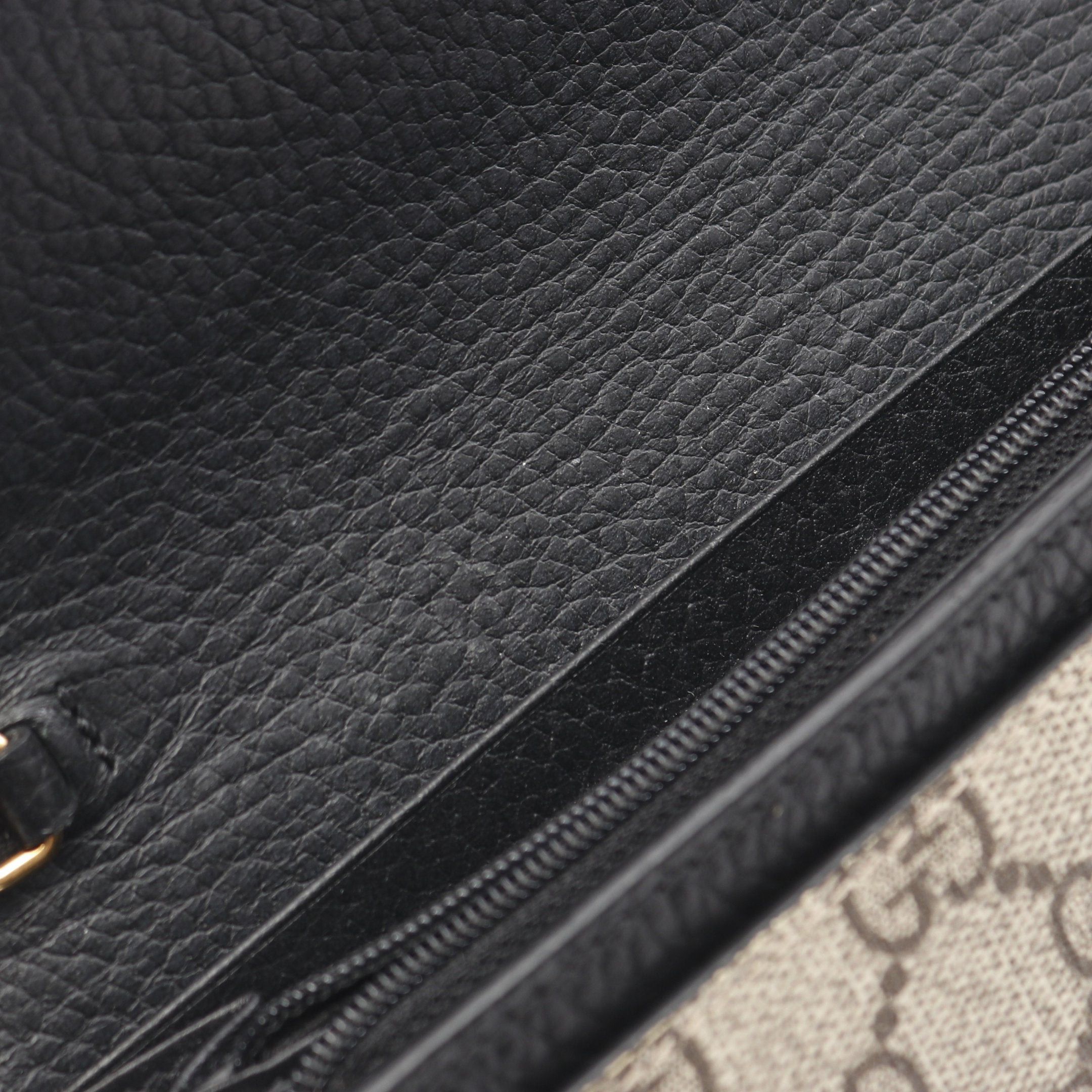 Gucci Gucci Gg Marmont Supreme Chain Wallet Leather Black Beige Size ONE SIZE - 8 Thumbnail